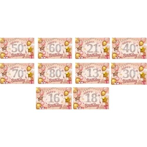 Woman Birthday Party Decoration, Fabric Banner For Birthday Photo Backdrop Photography Background Decoration