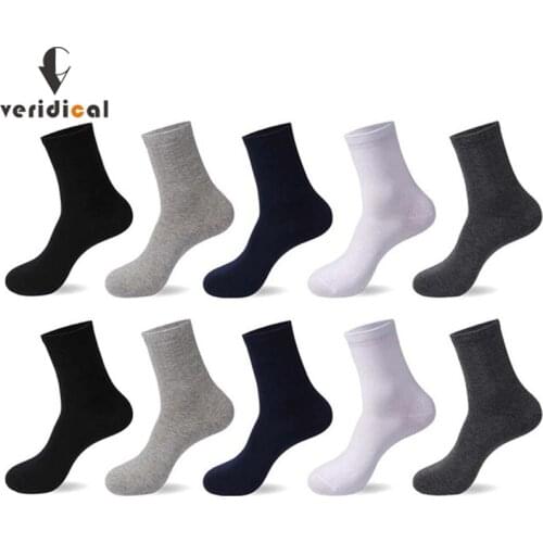 Veridical 5 Pairs/Lot Mens Cotton Socks New Styles Black Solid Business Men Work Socks Breathable Party Dress Crew Socks Brand