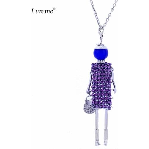 Lureme New Handmade Doll Pendant Maxi Necklace Women Cute Hot Angel Girls Flower Dress Statement Necklaces Fashion Jewelry