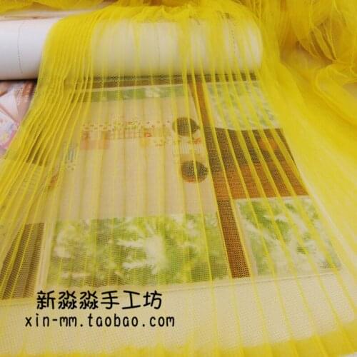 10Metres 150cm Width Evening Gowns Pleated Crushed Mesh Fabric Yellow Crumpled Tulle Net Fabric For Organ Skirt Dress Ruffle
