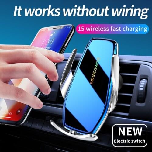 2021 new 15W smart Qi wireless charger fast charging car phone holder for iphone 8Plus 11/11Pro 12 X/XR Samsung S8/9 Huawei P30