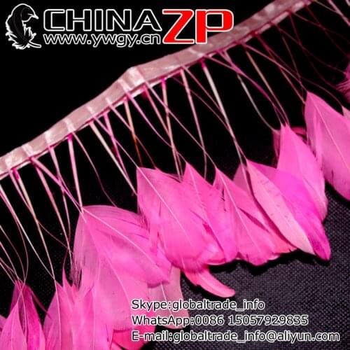 4-6 Inch Wholesale in CHINAZP Factory 10yards/lot Top Quality Dyed Hot Pink Stripped Coque Rooster Tail Feathers Trim