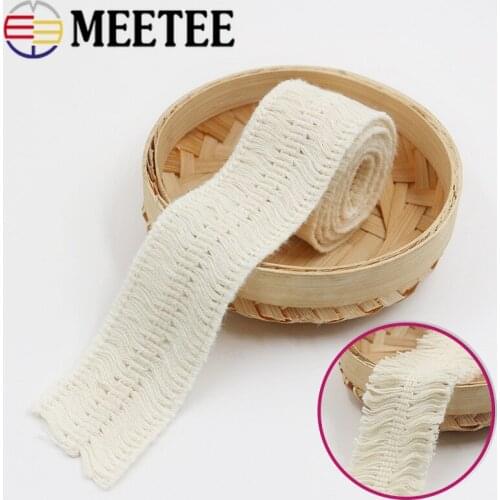 8Meters Meetee 35mm Beige Cotton Double Tassel Lace Trim Fabric DIY Sewing Curtain Laces Home Decor Garment Crafts Accessories