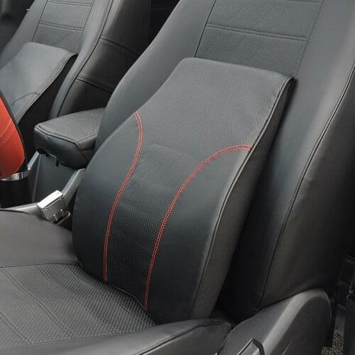 Car Lumbar Pillow PU Leather Memory Foam Back Support cushion Low Back Pain Driving Long Time Waist Pillow Car High Quality