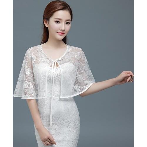 White Lace Bolero Femme Red Cape For Evening Dress Bridal Bolero Mariage 8 Colors Shrug For Women Shawls Wedding Accessories