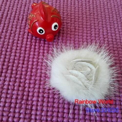 Free shipping Genuine white Mink Fur Rose flower Brooch for coat corsage Fashion DIY accessories Mixed Colour 2 Pieces/lot