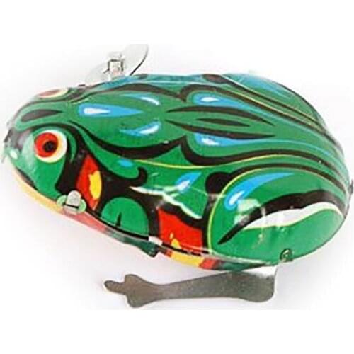 Children Metal Clockwork Tin Toys Vintage Classic Wind-up Frog Toy Jumping Frog Tin Toys Wind Up Vintage Kid Action Figures