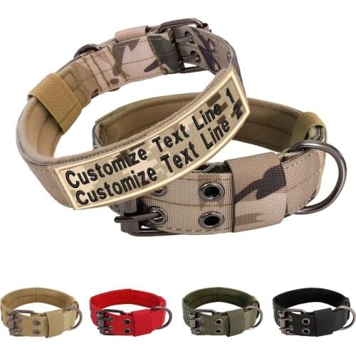 Personalized Dog Collar with Name Military Dog Collar Adjustable Nylon k9 Tactical Dog Collar with D-Ring for Medium Large Dogs