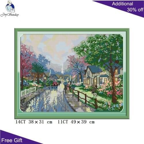 Joy Sunday After Rain Street Cross Stitch FA010 14CT 11CT Counted and Stamped The Streets After The Rain Cross Stitch Kits