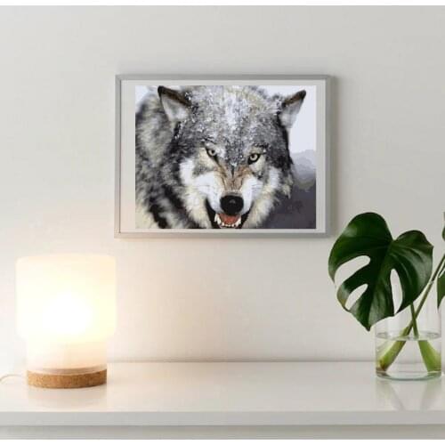 Oil Painting By Numbers "Wolf"Drawing on Canvas HandPainted Art Gift DIY Picture By Number Kits Wall Decor