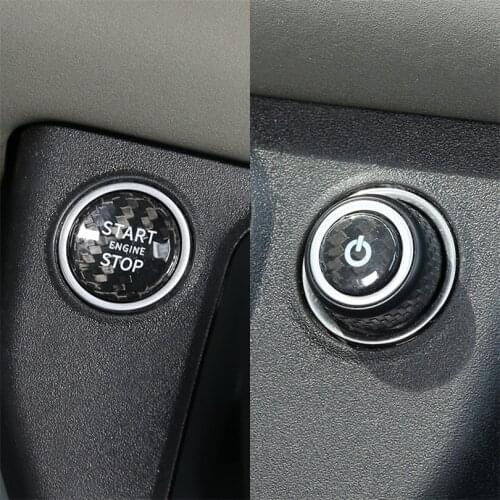 Real Carbon Fiber Car Engine Start Button Replace Cover STOP Switch Stickers For Land Rover Defender 2020-2022