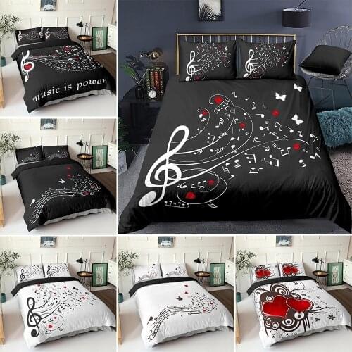 3D Digital Music Note Duvet Cover Black Comforter Bedding Set Beating Cover Kids Adult Bedding Set For Winter Linen Bedding