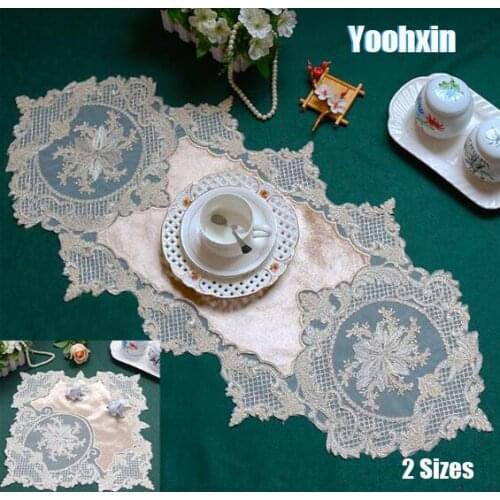 Luxury lace embroidery Placemat Table place Mat cloth tea drink Doily Cup dish coffee Coaster mug Wedding dining pan Pad kitchen