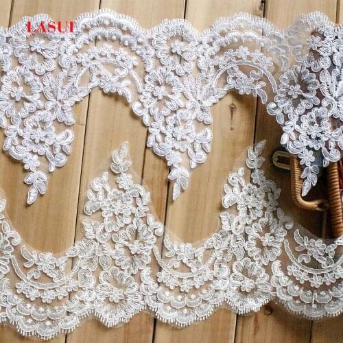 LASUI 20 cm off white and Bright white cord french lace trim wedding dress handmade DIY materials curtains tablecloths 0170