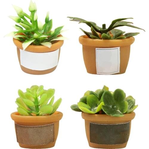 1/12 Scale Dollhouse Potted Plants Simulation Mini Bonsai for Garden Patio Balcony Tabletop Decor