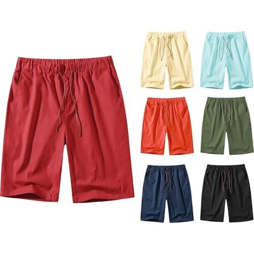 Mens Linen Casual Classic Fit Board Shorts Drawstring Summer Beach Shorts Men 0306-3
