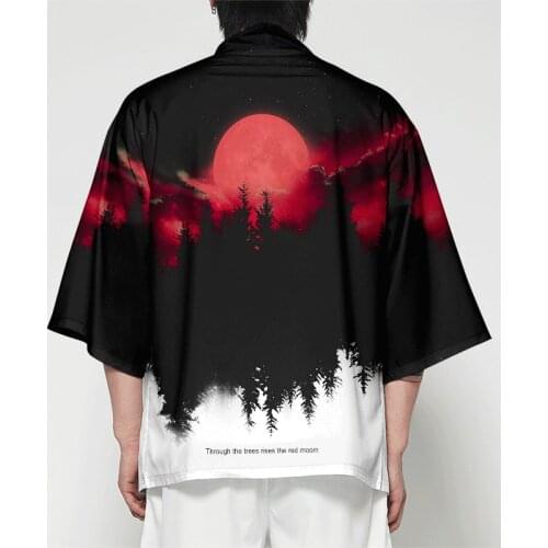 Men Japanese Kimono Cardigan Men Samurai Costume Clothing Kimono Jacket Mens Forest Kimono Shirt Streetwear Asian Dress