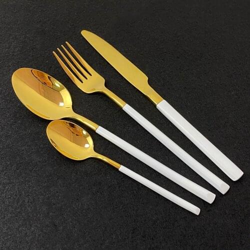 4Pcs 304 Stainless Steel Cutlery Set Kitchen Tableware Set Knife Fork Spoon Dinnerware Silverware Supplies For Party Dinner Gift