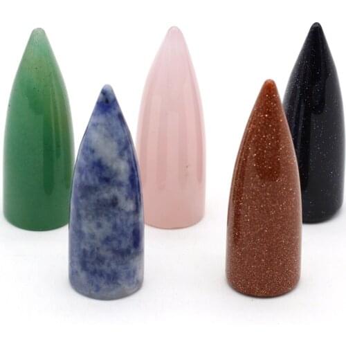 Natural Gem Energy Stone Beads Reiki Heal Divination Rose Pink Quartz Cone Pendulum Bead DIY Jewelry Making DIY Crafts Accessory