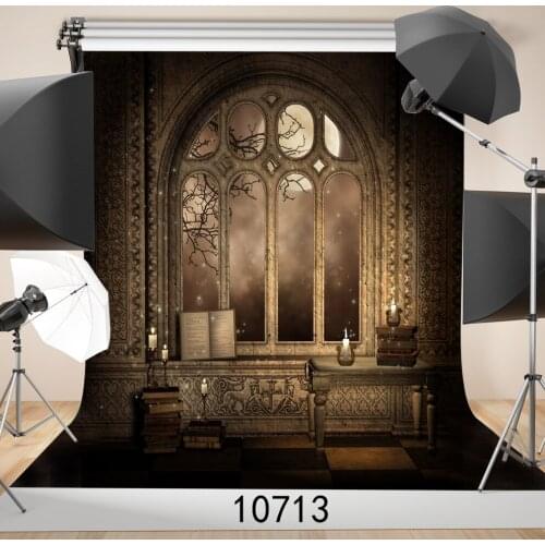 Halloween Backdrop Old Window Candles Night Strange Backgrounds for Photo Studio Custom Photography Backdrops for Party Vinyl