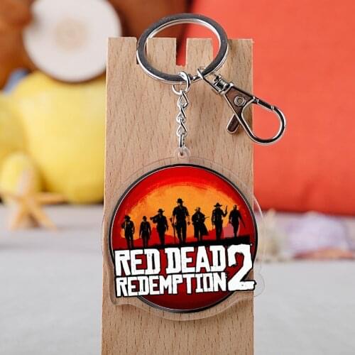 New Game Red Dead Redemption 2 Keychain Acrylic And Octagonal Crystal Key Jewelry Souvenir