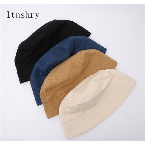 2021 fashion Summer Foldable Flat top Bucket Hat Women Outdoor Sunscreen Cotton Fishing Hunting Cap Men Sun Hats