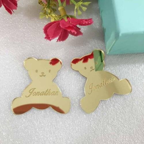 Personalized Prince Baby Shower Mirror Bear Wine Charm Prince 1th Birthday Party Favor Gift Tag Table Decoration Confetti