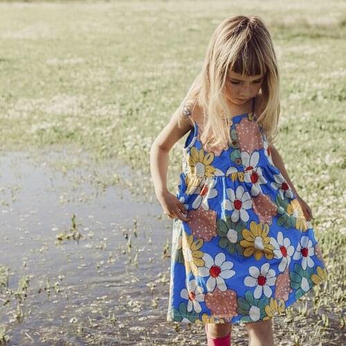 Girls Flowers Dresses Toddler Summer Casual Sling Vestidos For 3-7 Years Girl Sleeveless Children Party Costumes