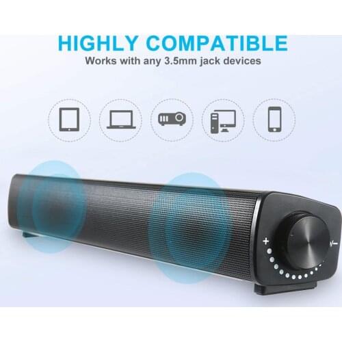Wired Computer Speaker Portable TV Sound Bar Speaker Loundpeakers 3D Stereo Music Surround Sound Bar with Built-in Microphone