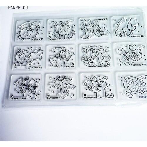 PANFELOU The zodiac Transparent Silicone Rubber Clear Stamps cartoon for Scrapbooking/DIY Easter wedding album