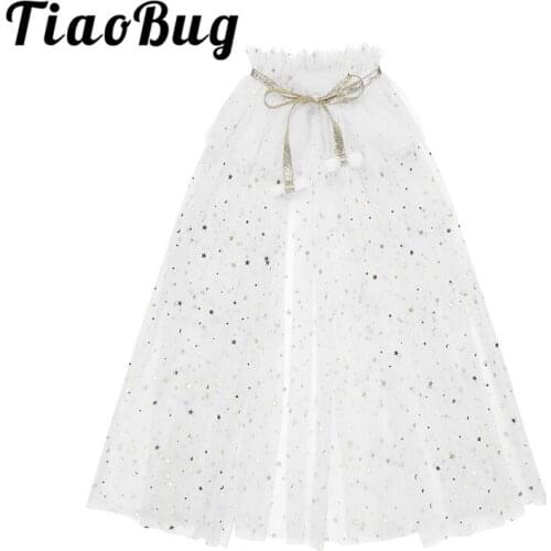 Princess Flower Girls Wedding Shrug Sparkling Sequins Tulle Princess Cloak Capes for Halloween Birthday Party Costumes Dress up