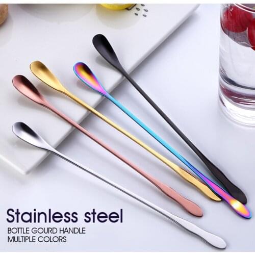 Colorful Mixing Spoons Bottle Gourd Handle Ice Spoons Stainless Steel Cocktail Stirred Scoop Long Handle Coffee Spoons Barware