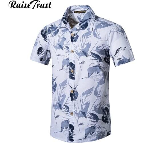 Short Sleeve Men Shirt Hawaiian Casual Shirt Male Fit Summer Cotton Mens Dress Shirts Plus 5XL Breathable Beach Shirt