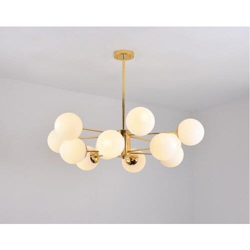 Nordic postmodern creative molecular style chandelier magic bean glass ball branch tensile iron lamp