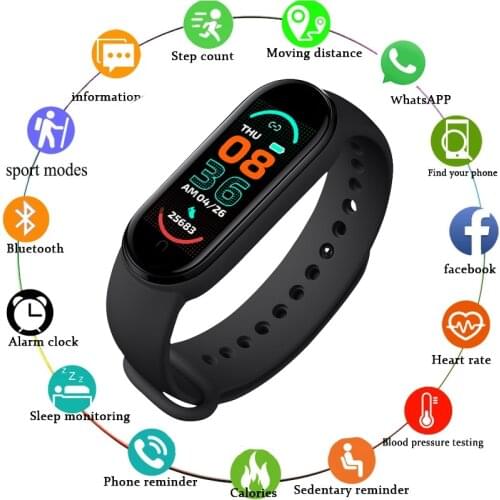 M6 Smart Band Fitness Tracker Bracelet Heart Rate Blood Pressure Monitor Smart Watch Android IOS 2021 Hot Sale Sport Smartband 6