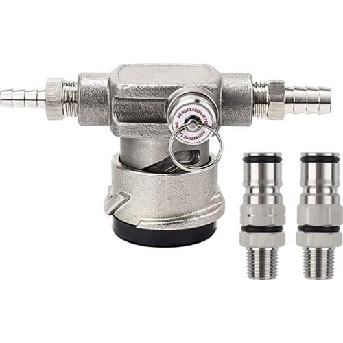 Twist Type "S" System Keg Coupler with 1/4'' NPT Ball Lock Post, 100% Stainless Steel Quick Disconnect Low Profile Keg Coupler