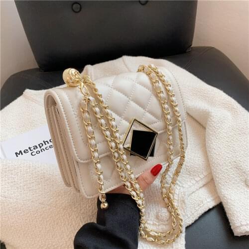 Crossbody Bag Women Shoulder Bag Female Designer Handbag Purse Chain Women Bag Fashion 2021 Simple PU Leather Diamond Lattice