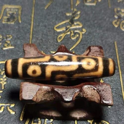 Tibet Dzi Bead Orange Red Agate Material Lucky 9 Eyes Pattern DZI Beads 12.2*53mm Agate Beads Men&Women Amulet Jewelry DIY