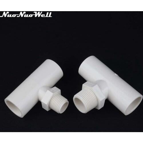 1pc 25mm to 1/2" 3/4 inch Male Thread Tee Connector Garden Irrigation 3 Way PVC Pipe Fittings 3/4" Adapter