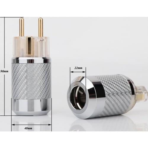 Hi-end Carbon Fiber Gold Plated EU standard AC Power Plug IEC Female Plug DIY Mains Power cable Hi-end Schuko Power Connector