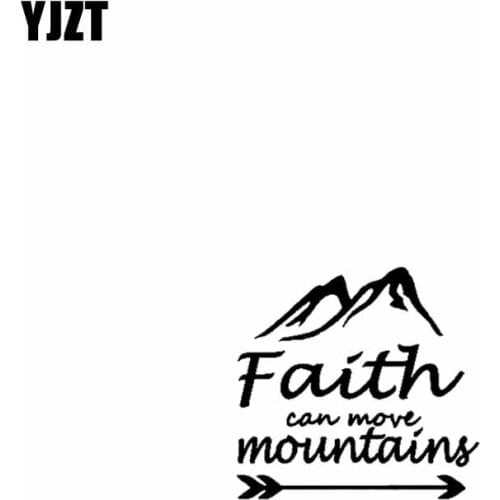 YJZT 17.8CM*17.1CM Faith Can Move Mountains Vinyl Car Motorcycle Sticker Decals Black Silver C13-00097
