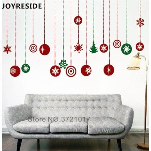 JOYRESIDE Ornaments Wall Decals Christmas Home Decoration Wall Stickers Hanging 40 Color Choose Ornaments Wall Decor Vinyl WM040