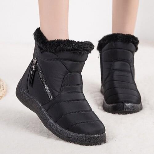 Winter Boots Women Snow Boot Warm Plush Waterproof Winter Shoes Woman Ankle Boots Female Botas Mujer Zipper Big Size 35-43