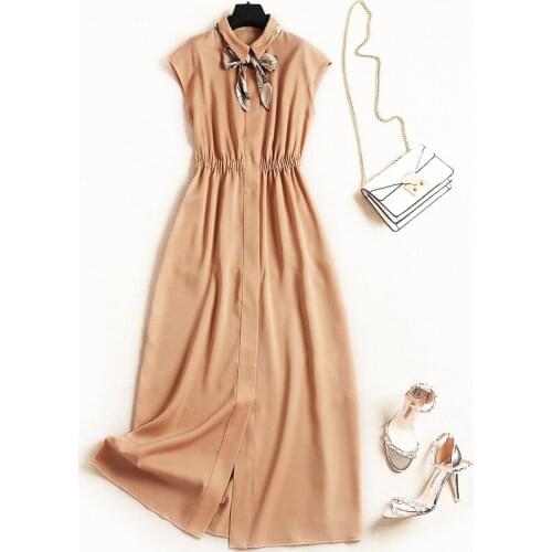 Euro-American wind 2021 summer new temperament light ripe simple flying sleeve elastic waist dress