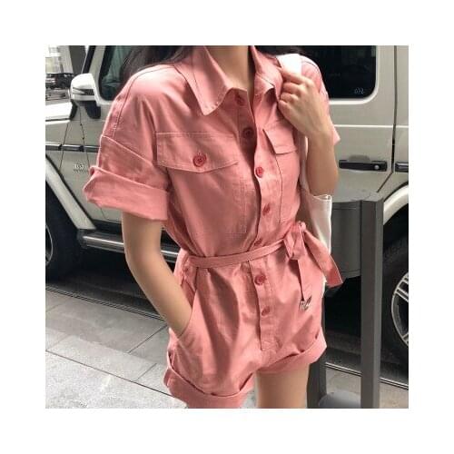 Catsuit Hot Sale Straight Vadim Sexy Bodysuit 2019 New Casual Jumpsuits Cotton Pocket Single Breasted Wide Leg Jumpsuit Women