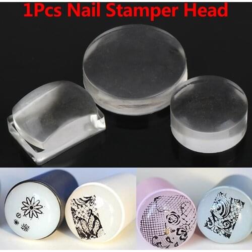 1pc New Design Pure Nail Art Stamper Scraper With Cap Transparent Nail Stamp Stamping Tools Clear Jelly Silicone Unique