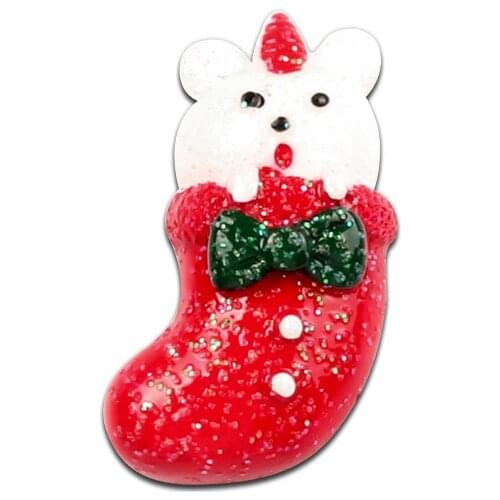 10pcs 30x17mm Resin Christmas Sock Style Decoration Crafts Flatback Cabochon Embellishments For Scrapbooking DIY Accessories