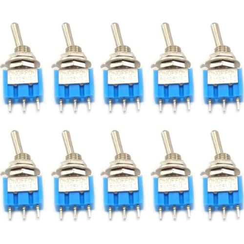 10pc/LOT Blue Mini MTS-102 3-Pin SPDT ON-ON 6A 125VAC Toggle Switches