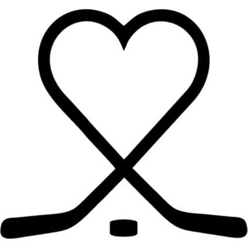13*14CM Love Ice Hockey Creative Stickers Decals Car Styling Fashion Body Decoration Accessories Sliver/Black C4-0132
