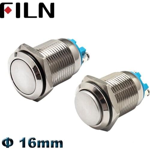16mm flat head high head push button switch 1NO latching switch push button on off Screw Terminal